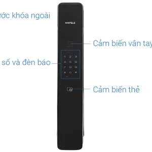 Khóa điện tử Hafele PP9000 Màu đen 912.05.691 (mã số, thẻ từ, vân tay, chìa cơ, kết nối App Bluetooth)