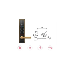 Khóa điện tử vân tay Hafele EL9000 Màu vàng 912.05.376 (mã số, thẻ từ, vân tay, chìa cơ)