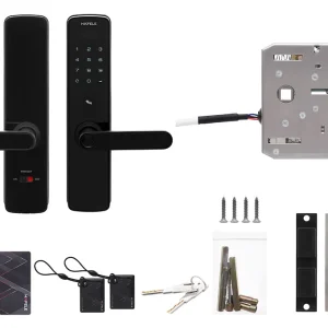 Khóa điện tử vân tay Hafele DL7100 912.05.498 (mã số, thẻ từ, chìa cơ, vân tay, kết nối App)