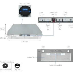 Máy hút mùi âm tủ Hafele 80cm HH-BI79A 533.80.038