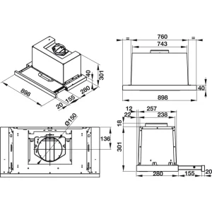 Máy hút mùi âm tủ Hafele 90cm HH-TG90E 539.81.075