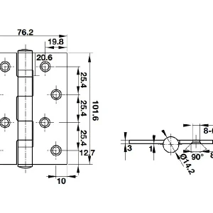 Bản lề lá 2BB 102x76x3mm Hafele DIY 489.05.022