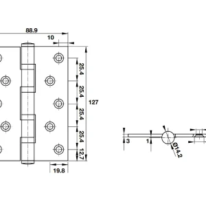 Bản lề lá 2BB 127x89x3mm Hafele DIY 489.05.024