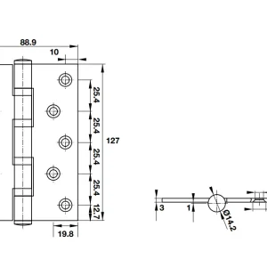 Bản lề lá 4BB 127x89x3mm Hafele DIY 489.05.026