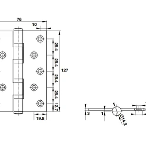 Bản lề lá 4BB 127x76x3mm Häfele DIY 489.05.028