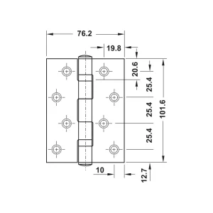 Bản lề lá Hafele 2BB 102x76x2.5mm 921.17.142