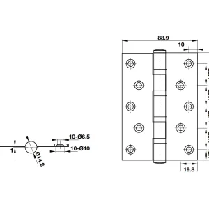 Bản lề lá Hafele 4BB 127x89x3mm 926.25.505