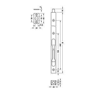 Chốt âm Hafele Inox mờ 600mm 911.62.688