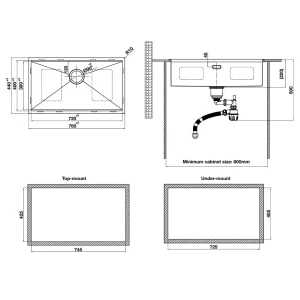Chậu Inox Hafele 760mm HS24-SSN1S-7644 567.24.467