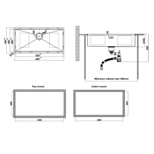 Chậu Inox Hafele 860mm HS24-SSN1S-8644 567.24.477
