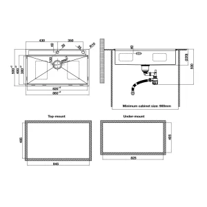Chậu Inox Hafele 860mm HS24-SSN1S-8650 567.20.637