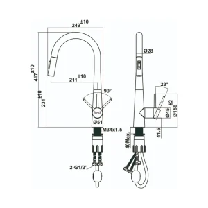 Vòi rửa chén Hafele HT25-SH1P417 màu Đen 567.24.498