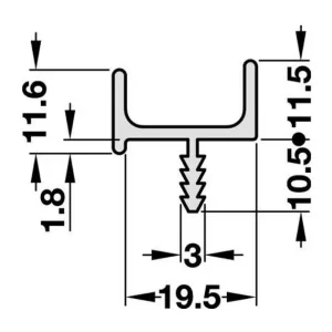 Tay nắm dạng thanh nhôm 2500mm Häfele 126.20.905