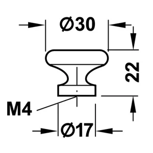 Tay nắm tủ tròn Hafele đồng bóng 30 x 22mm 137.60.837