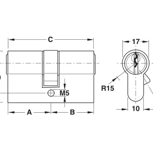 Ruột khóa Hafele 2 đầu chìa 71mm 916.96.015