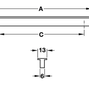 Tay nắm tủ Hafele, màu bạc 50x14mm 107.24.903