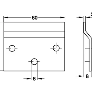Đế gắn tường chiều dài 60mm Hafele 290.08.900