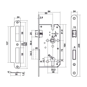 Bộ Tay nắm cửa Hafele Nickel mờ 499.63.600