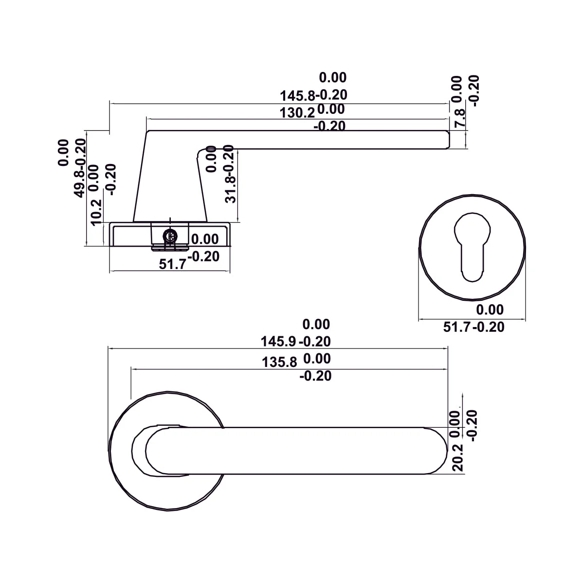 Bộ Tay nắm cửa Hafele đen mờ 499.63.609 2 Bộ Tay nắm cửa Hafele Nickel mờ 499.63.608