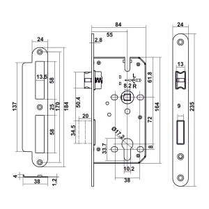 Bộ Tay nắm cửa Hafele Nickel mờ 499.63.608