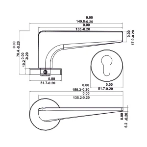 Bộ Tay nắm cửa Hafele Nickel mờ 499.63.616