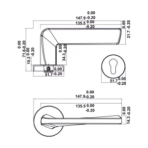 Bộ Tay nắm cửa Hafele Nickel mờ 499.63.624
