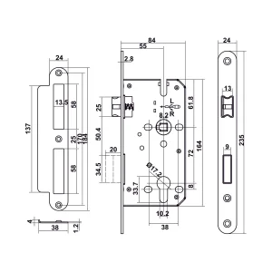 Bộ Tay nắm cửa Hafele Nickel mờ 499.63.624
