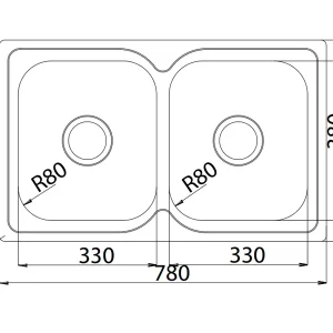 Chậu rửa chén Hafele 780mm HS19-SSN2R90 567.23.010