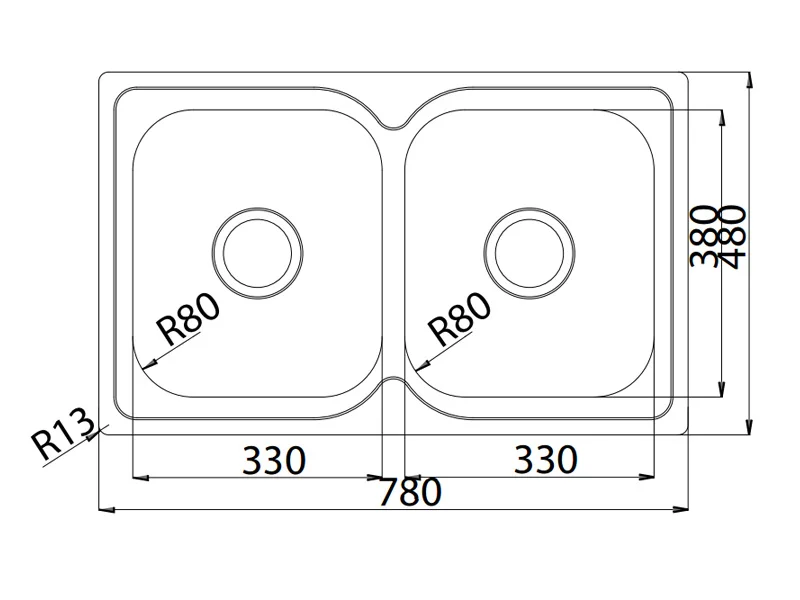 Chậu rửa chén Hafele 780mm HS19-SSN2R90 567.23.010 2 Chậu rửa chén Hafele 780mm HS19-SSN2R90 567.23.010
