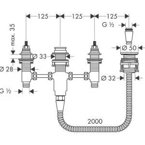 Bộ âm cho bộ trộn bồn tắm 4 lỗ 589.29.168