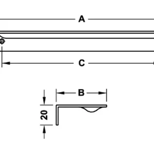 Tay nắm tủ Hafele, màu inox 182x50mm 106.60.034