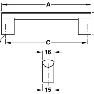 Tay nắm tủ Hafele, màu bạc 108x36mm 110.74.921