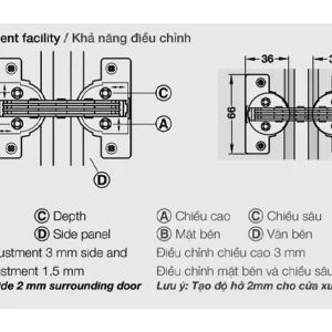 Bản lề góc 135° cho góc vát chéo 45° Hafele 325.00.708