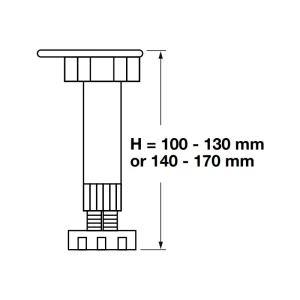 Chân tủ cho ván gỗ chiều cao 100-130 mm Hafele 637.15.012