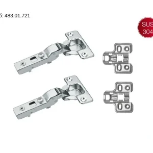 Bản lề giảm chấn inox 304 DIY Hafele – Trùm nửa 483.01.721