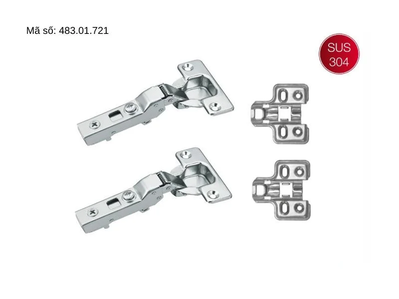 Bản lề giảm chấn inox 304 DIY Hafele – Trùm nửa 483.01.721 1 Bản lề giảm chấn inox 304 DIY Hafele – Trùm nửa 483.01.721