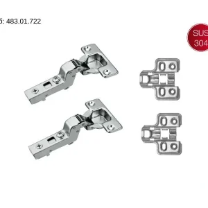 Bản lề giảm chấn inox 304 DIY Hafele – Lọt lòng 483.01.722