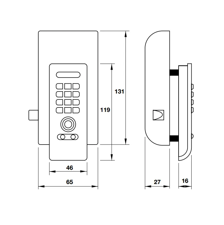 Khóa Tủ Điện Tử EL3300-TK Hafele 225.12.650 2 Khóa Tủ Điện Tử EL3300-TK Hafele 225.12.650