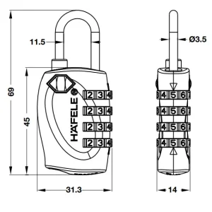 Ổ khoá số du lịch DIY Häfele 482.09.006