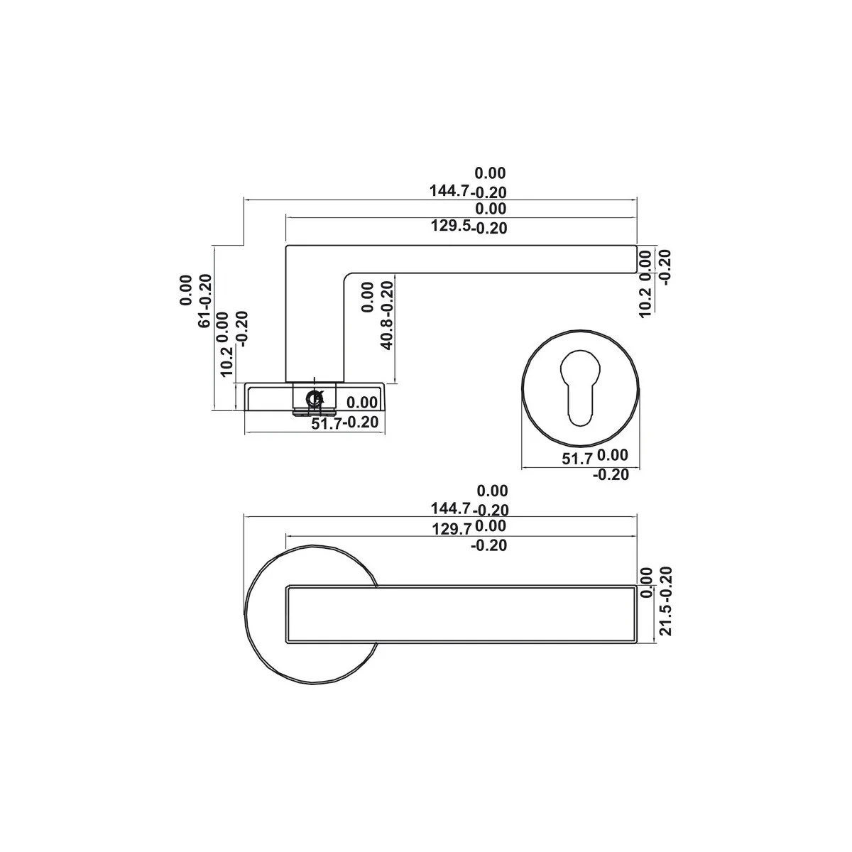 Bộ Tay nắm cửa Hafele đen mờ 499.63.633 2 Bộ Tay nắm cửa Hafele đồng bóng 499.63.635