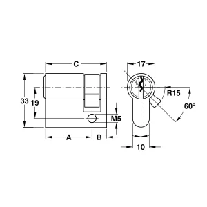Ruột khóa một đầu chìa dài 45mm 916.96.117