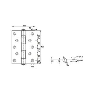 Bản lề lá 4BB 127x89x3mm Hafele DIY 489.05.025
