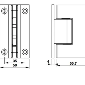Bản lề Tường – Kính 90 độ màu đen Hafele 981.77.901