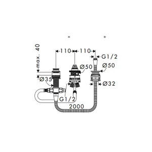 Bộ âm cho bộ trộn bồn tắm 3 lỗ 589.52.401