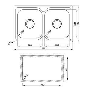 Chậu rửa chén Hafele 780mm HS19-SSN2R90 567.23.010 5 Chậu rửa chén Hafele 780mm HS19-SSN2R90 567.23.010