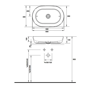 Chậu rửa đặt bàn Luv 600 588.45.181