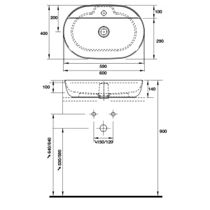 Chậu rửa đặt bàn Luv 600 588.45.182