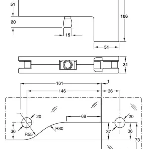 Kẹp kính L màu inox bóng 981.00.031
