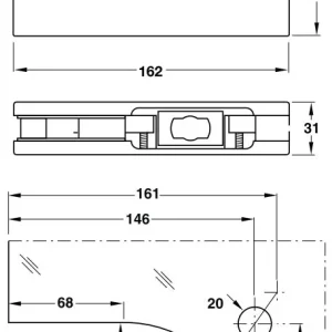Kẹp kính dưới Inox mờ 981.00.000