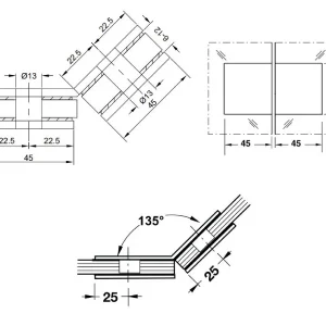 Kẹp kính – kính 135 độ Häfele 981.00.572